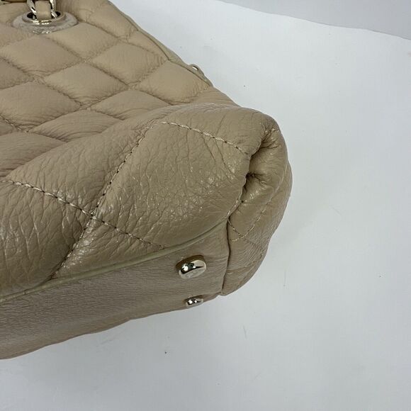 Kate Spade Georgina Gold coast Tan Cream Quilted Leather Satchel Bag Chain Bag - Picture 11 of 14